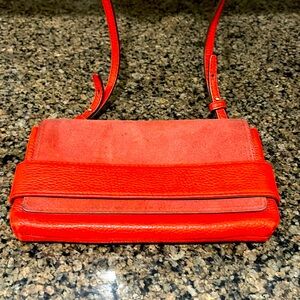 Banana Republic Orange Leather with Suede Flap Crossbody Bag